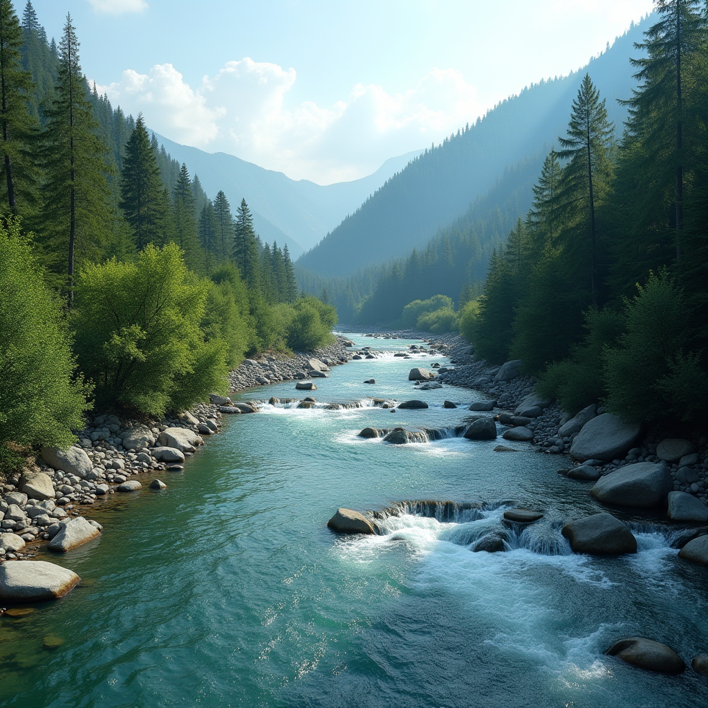 Річка Тиса в Рахові з кришталево чистою водою, що тече між гірськими схилами, вкритими лісом