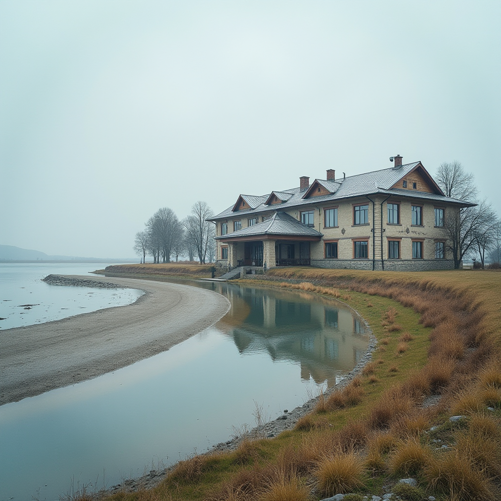 Санаторій на березі Куяльницького лиману з процедурними кабінетами для грязелікування та видом на солоне озеро