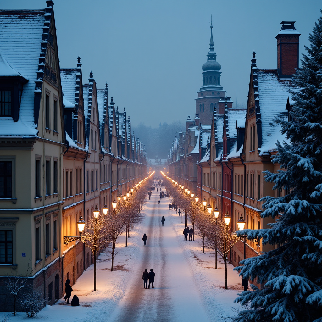 Зимовий Львів: засніжені дахи історичних будівель, святкові вогні, люди на вулицях та затишна атмосфера