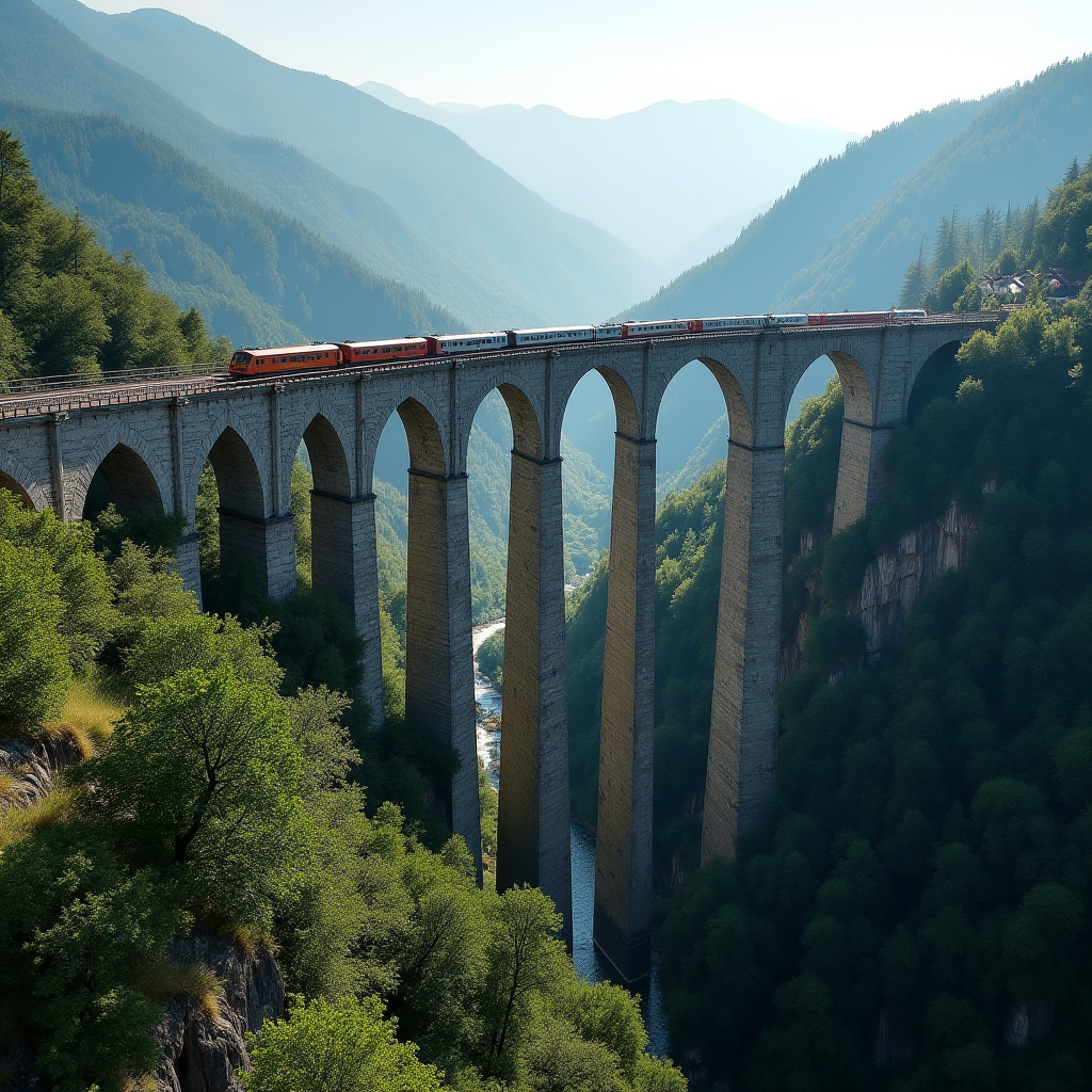 Знаменитий залізничний віадук у Ворохті, архітектурна пам'ятка австро-угорських часів, що височіє над гірською долиною